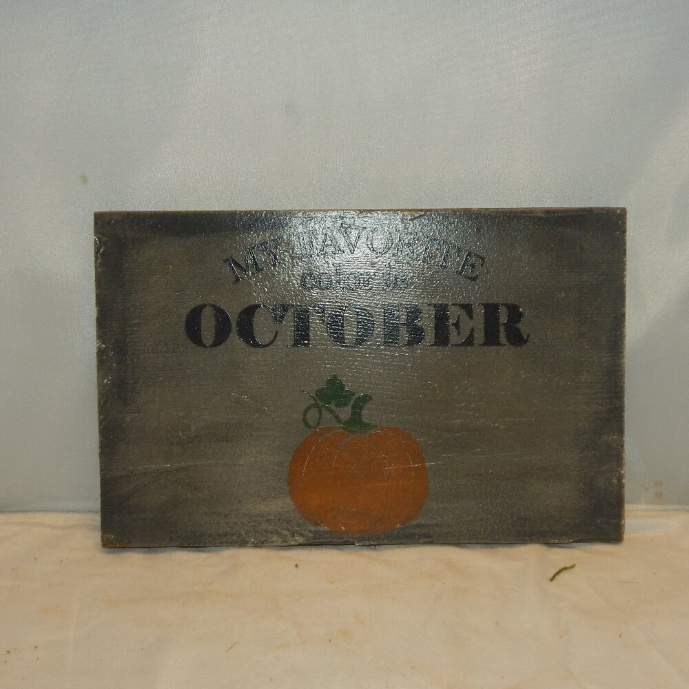 🍂"My Favorite Color is October" Rustic Wood Sign